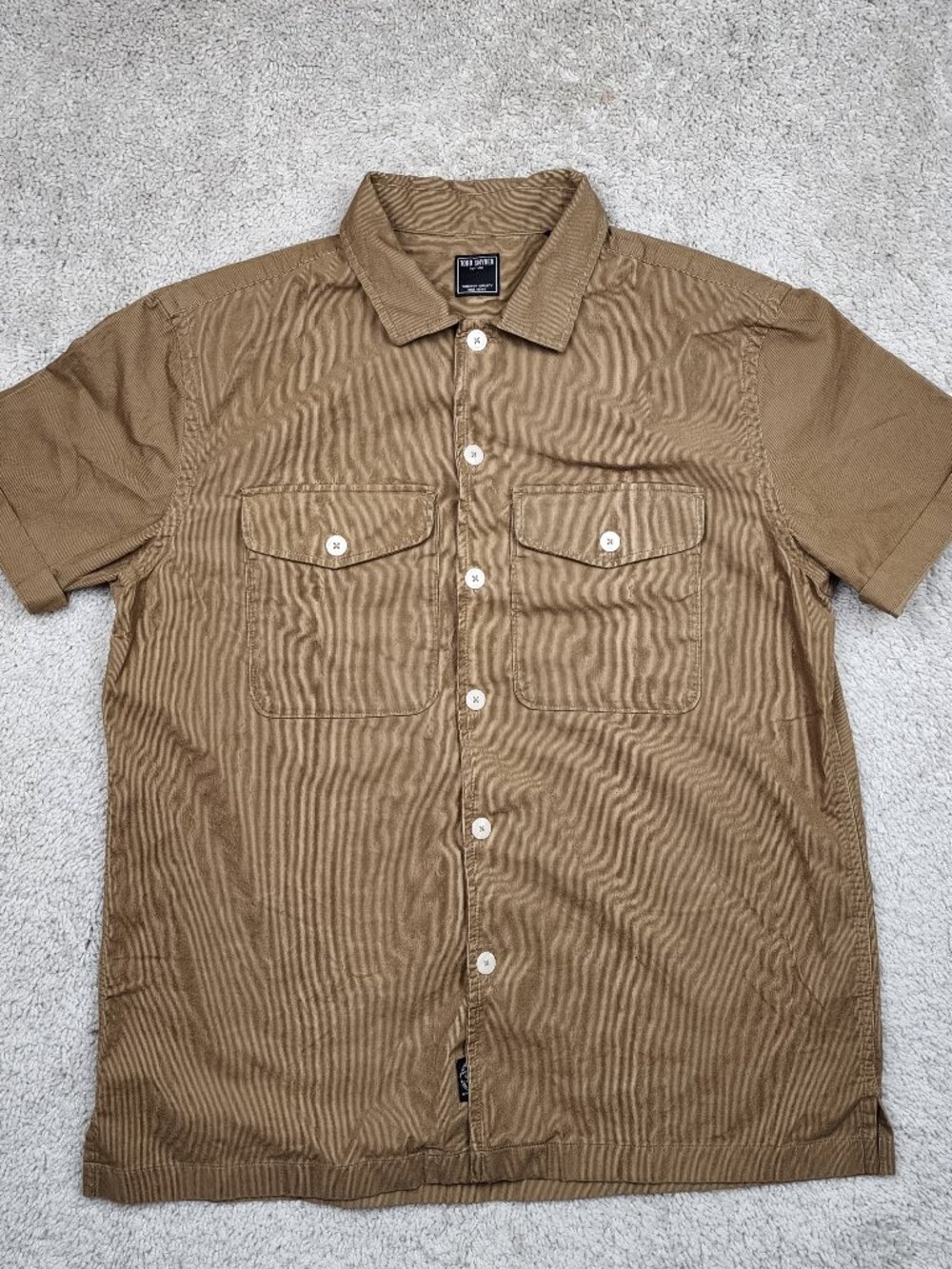 Todd Snyder White Corduroy Shirt Mens Medium M Brown Camp Shirt USA Pocket Clean